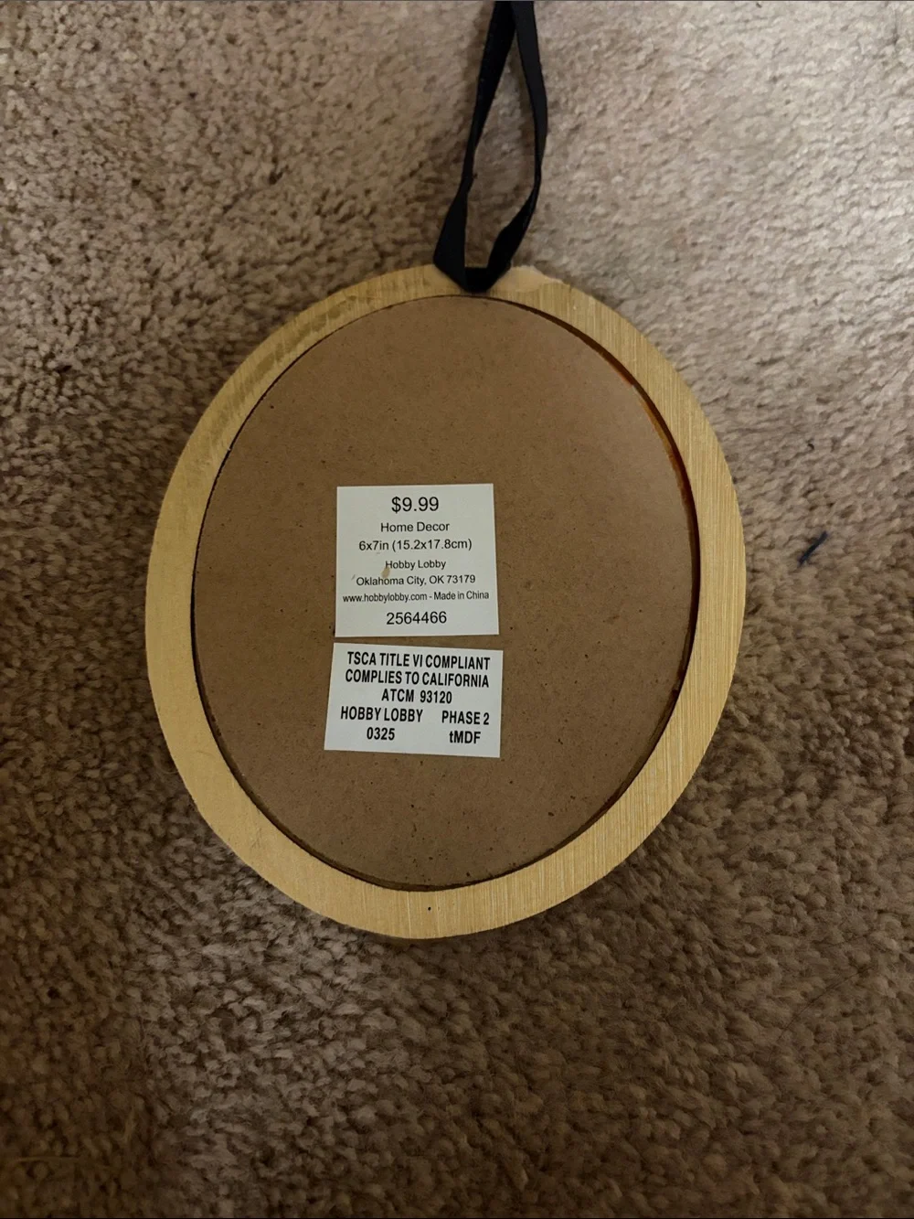 Hobby Lobby Gold Oval Wall Mirror with Black Ribbon